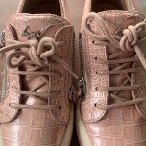 Giuseppe Zanotti GAIL Sneaker, Light Pink Croc Print/Silver Zip Detailing